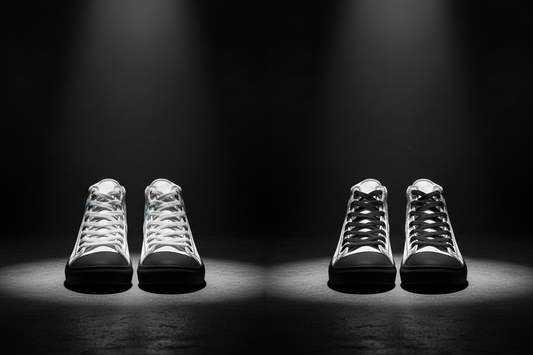 Baseball High-Top Sneaker Herren – Canvas All-Over-Print Schwarz & Weiß